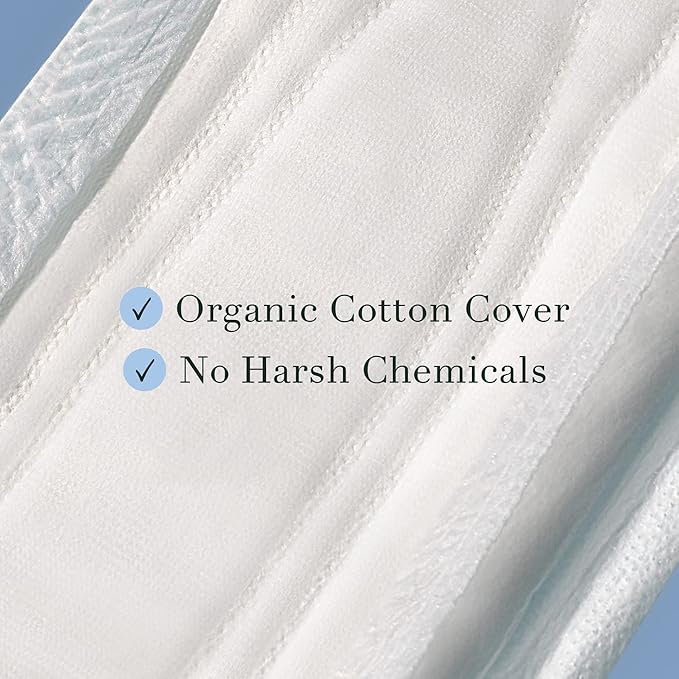 Rael Incontinence Pads for Women, Organic Cotton Cover, Postpartum Essential, Heavy Absorbency, Bladder Control, 4-Layer Core with Leak Guard Technology, Long Length (Ultimate, 40 Count)