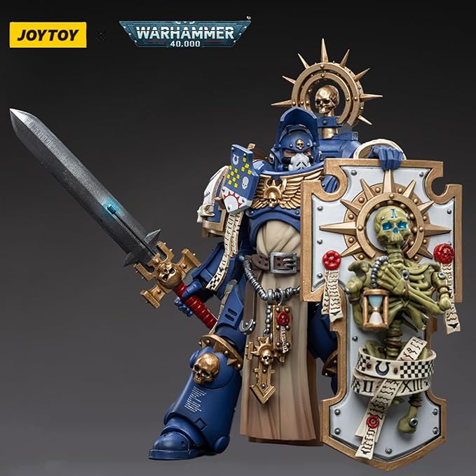 JOYTOY Warhammer 40,000 Action Figure 1/18 Ultramarines Primaris Captain with Relic Shield and Power Sword Collection Model Figures 4.88inch