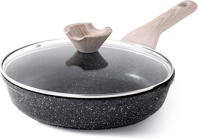 Kordisen Non Stick Frying Pan Skillet with Lid, 9.5 inch Cooking Pan | Non Toxic, Healthy, Induction Compatible, Heat Resistant Handle, PFOA Free