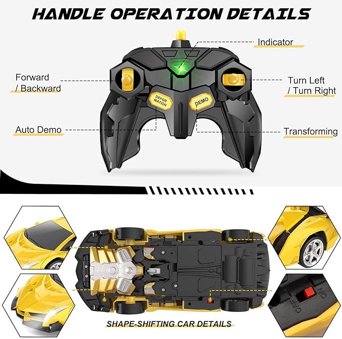 Dolanus Remote Control Car - Transform Robot RC Cars, Toys for Ages 5-7, Kids Toys, 4 Year Old Boy Toys, Toys for 3 4 5 6 7 8 10 12 Years Old Boy, Gifts for Boys Kids Toddlers Birthday
