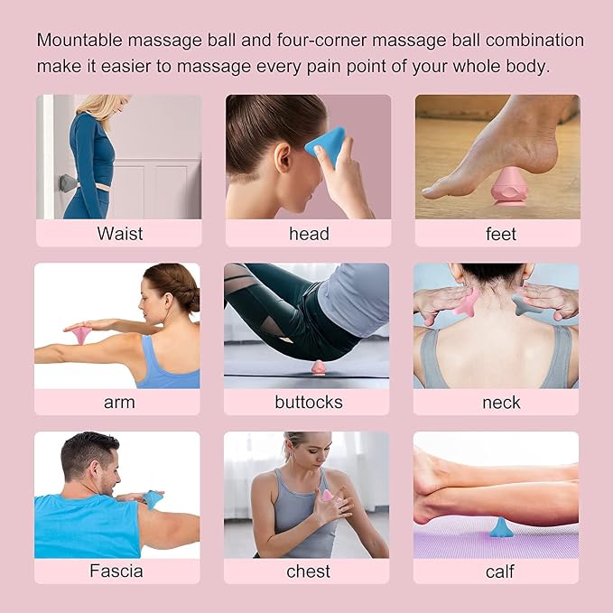 Manual Massage Ball Set, 2 PCS Deep Tissue Trigger Point Massage Myofascial Release Balls, Silicone Physical Therapy Balls, Massage Therapy Tools for Deep Muscles, Sore Muscles, Muscle Knots (Blue)
