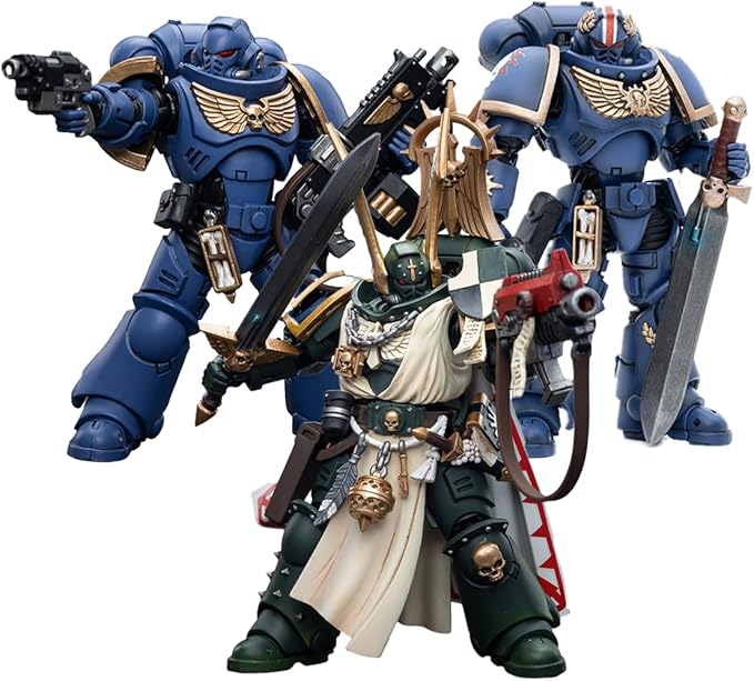JOYTOY 1/18 Action Figure Warhammer 40,000- Ultramarines Primaris Lieutenant Argaranthe- Intercessors-Dark Angels Master Lazarus 3PCS Collection Model Birthday Gifts