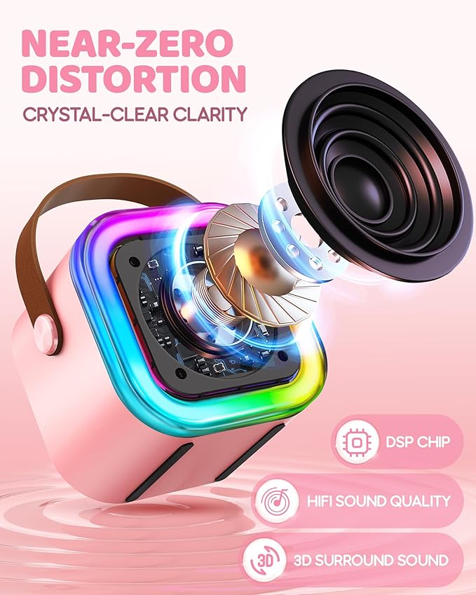 Karaoke Machine for Kids, 2026 TOP Toys Birthday Gifts Ideas for Girls Ages 4, 5, 6, 7, 8, 9, 10, 12+ Years Old, Portable Mini MP3 Player with 2 Wireless Mics for Party