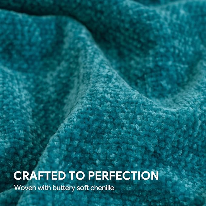 RECYCO Chenille Throw Blanket for Couch, 60"x80", Teal | Super Soft Knit Throw Blanket with Fringe Tassels, Lightweight Knitted Throw, Cozy, Ideal for Sofa Chair Bed Living Room Gift