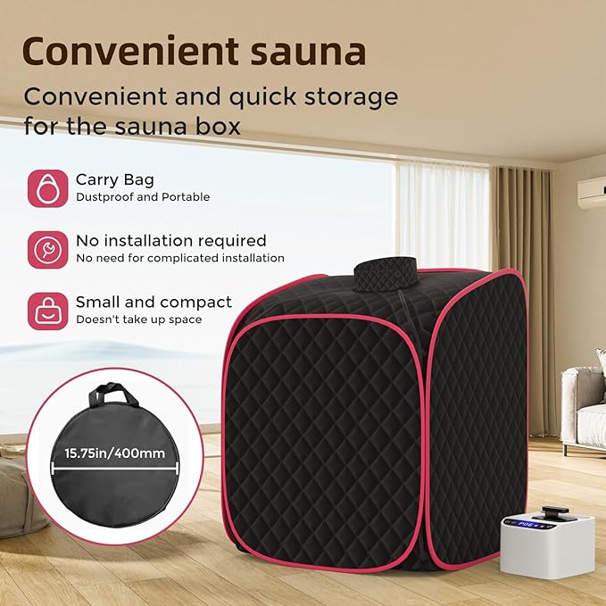 Portable Steam Sauna at Home, 9 Levels Heating, Sauna Tent for Home with Steamer and Folding Chair, Sauna for Relaxation, Detoxification, Spa