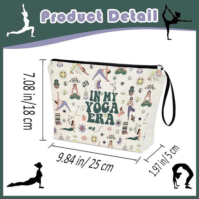 Yoga Gifts for Women Funny IN MY YOGA ERA Zipper Bag, Gift for Yoga Lovers Yoga Stuff Makeup Bag Meditation Birthday Christmas Gifts for Sister Friends Yoga Instructor