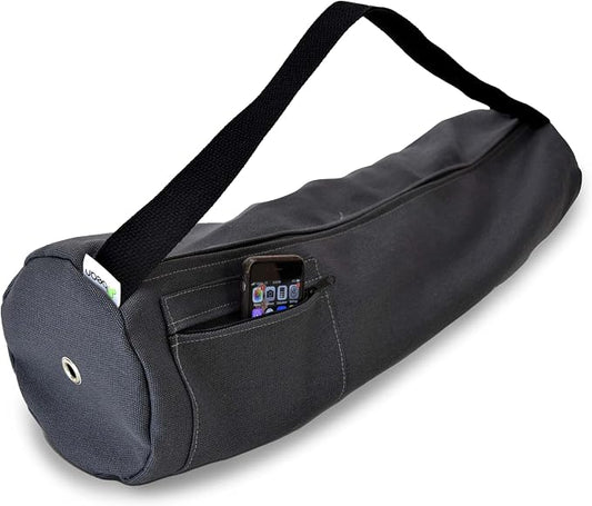 Natural Hemp Fabric Yoga Mat Bag with Shoulder Strap - Lightweight and Durable Gym Bag to Carry the Extra Large Mat Sizes - Ideal for Yoga, Pilates & Fitness Equipment - Made in USA, 8" X 32"