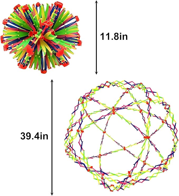 Large Rainbow Expandable Ball, Novelty Plastic Toy from 11.8" to 39.4" Expanding Sphere, Breathing Toy Sphere Designed Specifically for Boys and Girls