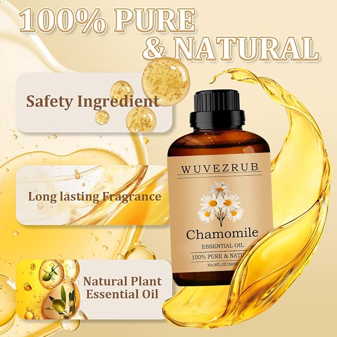 Chamomile Essential Oil 240ML - 100% Pure and Natural Oils for Aromatherapy Diffuser - 8 Fl Oz/Chamomile