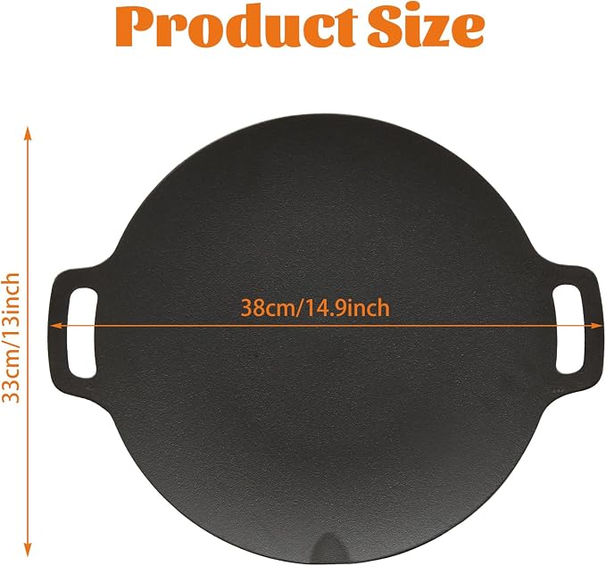Korean Grill Pan, 13 Inch Korean BBQ Grill Pan for Indoor Cooking and Outdoor Camping, Round Grill Pan with Storage Bag, Tongs and Oil Brush for Stovetop, Grill, Meat and Vegetables