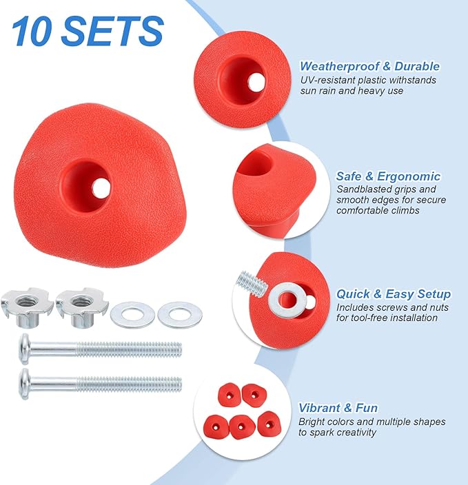 PATIKIL Rock Climbing Holds, Climbing Rock Wall Grips Play Set Climber Attachments with Single Holes for Playground