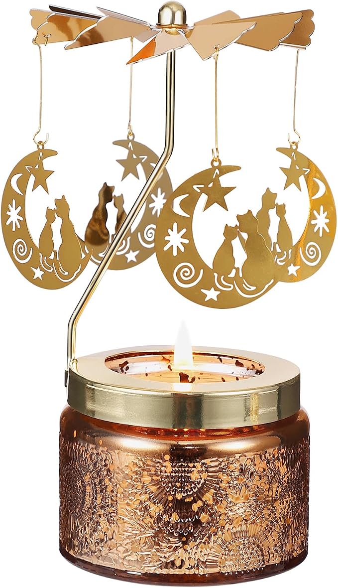 Cat Rotating Scented Candle, Gifts for Women Mom Daughter Sister Wife | Birthday Gifts for Women Friendship, Unique Candle Gift for Christmas Anniversary Mothers Day