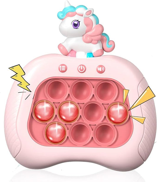 Valentines Day Unicorn Pop Push Game Toy ,Unicorn Quick Fast Push Puzzle Handheld Game Light up Fidget Toy,Funny Pop Bubble Sensory Toys,Unicorn Birthday Gifts for Kids Ages 3-12 with Autism