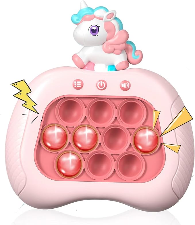 Valentines Day Unicorn Pop Push Game Toy ,Unicorn Quick Fast Push Puzzle Handheld Game Light up Fidget Toy,Funny Pop Bubble Sensory Toys,Unicorn Birthday Gifts for Kids Ages 3-12 with Autism