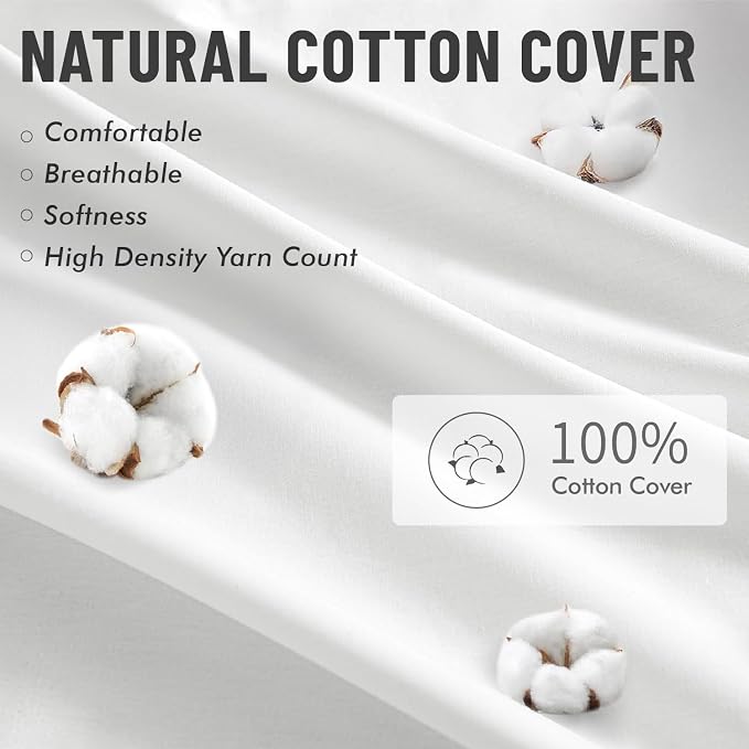 MIULEE 12x20 Inch Pillow Inserts Pack of 4-100% Cotton Cover | White Lumbar Throw Pillow with 100% Virgin Microfiber for Bed Sofa Couch Living Room, All-Season Decorative Back Support