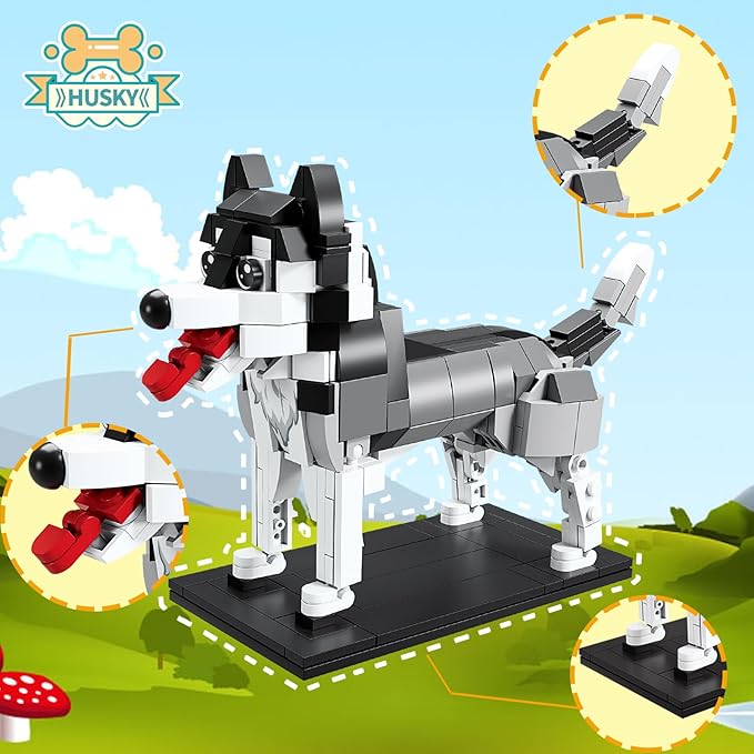 KAZI Adorable Dogs Building Toy Set,Dog Gifts for Animal-Lovers,Ideas Husky Dog,Building Set for Girls and Boys,Creative Buildable Toys for Kids 8 and Up,Party Favors,Gifts for Halloween Christmas