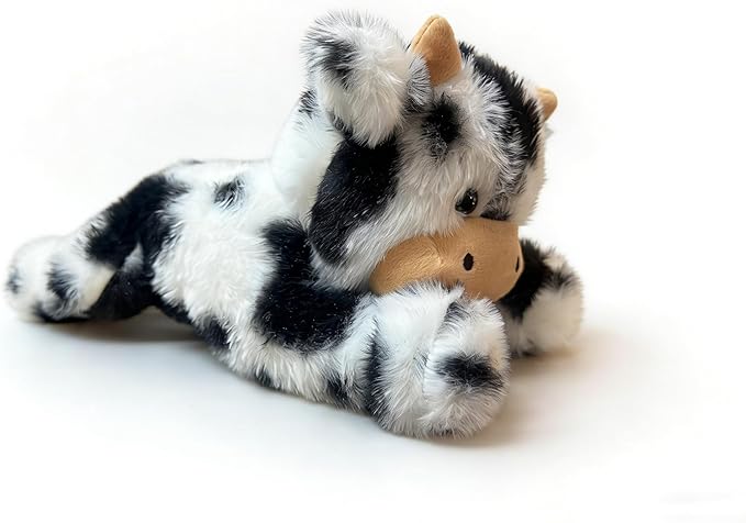 Cute Cow Plush Stuffed Animal Doll Toy 10 inch for Girls Boys One Pieces（Each one has a Different Pattern） (pa Cow bd Black)
