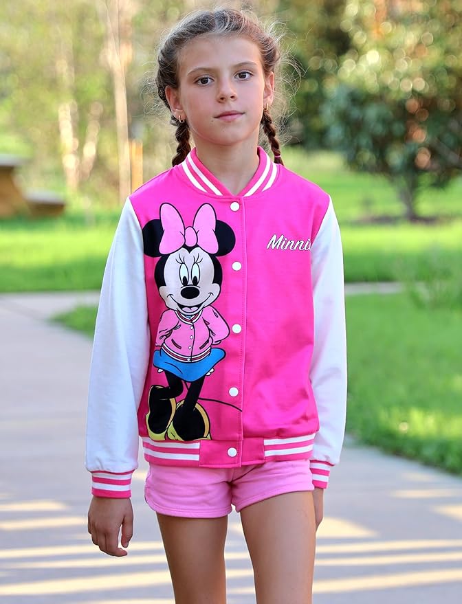 Disney Minnie Mickey Stitch Princess Frozen Marvel Jacket Lightweight Coat Button up Color Block Sweatshirt Sizes 2-14 Years