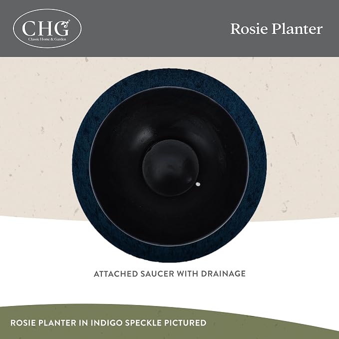 Classic Home and Garden Rosie Modern Planter w/Drainage - Contemporary Planter Bowls - Shallow Round Vases for Small Plants - Versatile Indoor & Outdoor Pots (10” Patina Copper)