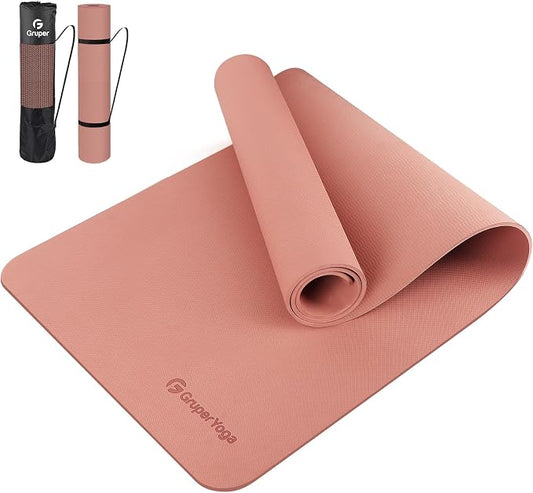 Gruper Yoga Mat Non Slip, 72"L x 24"W x 0.24"/0.32"TH, Anti-Tear Exercise Mat with Carrying Strap and Bag, Pro TPE Yoga Mats for Women, Workout Mats for Home, Pilates and Floor Exercises