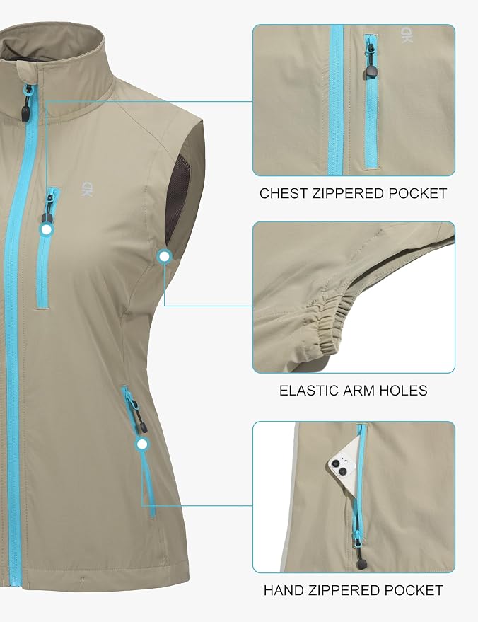 Little Donkey Andy Women's Lightweight Quick Dry Vest Windproof Summer Vest | Stretch Quick Dry Material, Windproof Breathable Vest, Cooling Effect Summer Outerwear, Running Cycling Golf Tennis Hiking