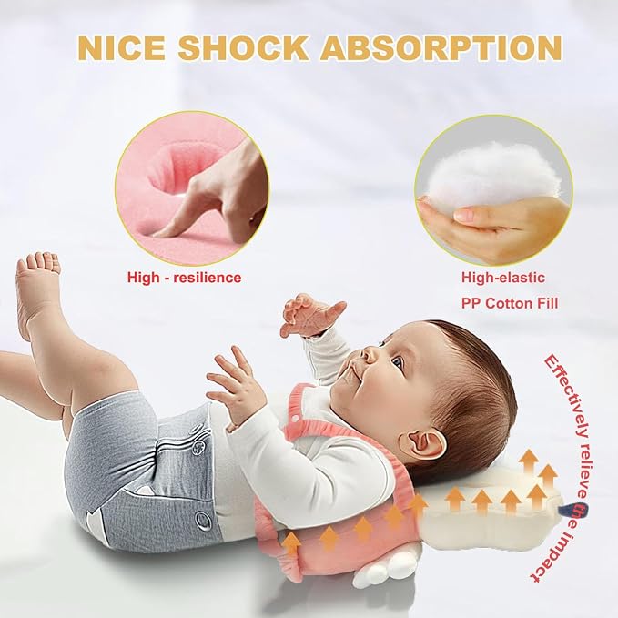 Baby Head Protector Backpack, Adjustable Head Protection Backpack with Baby Knee Pads for Crawling, Soft, Breathable and Wearing Safety Head Protector - Pink Fairy