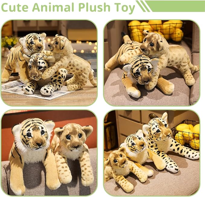 Tiger Stuffed Animals, 24" Stuffed Tiger Animal Plush Toys Safari Cute Realistic Tiger Plush Gifts for Kids Soft Pillow Jungle Birthday Valentine