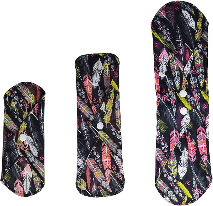 12 Pack Cloth Menstrual Pads,Reusable Sanitary Pads,4 Pieces Panty Liners + 4 Pieces 10 Inch Regular + 3 of 14 Inch Overnight and 1 of Mini Bag,Unscented