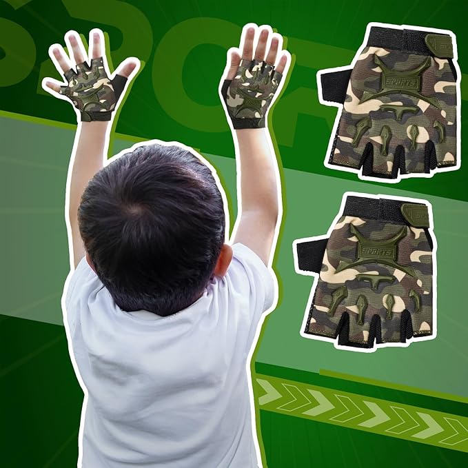Boao 3 Pairs Kids Half Finger Bike Gloves Non-Slip Breathable Adjustable Birthday Gift for Boys Girls for Bike Workout