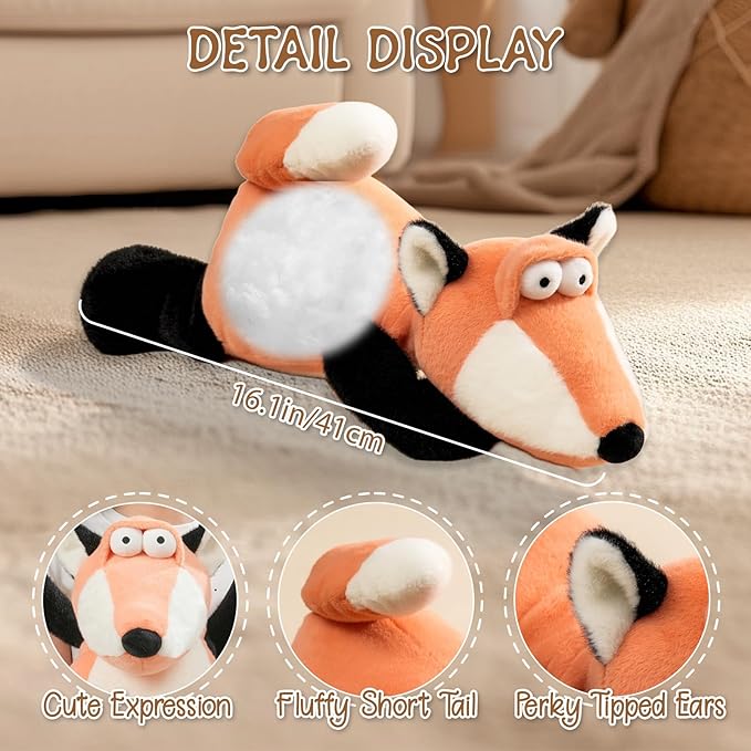 Cute Red Fox Plush, Funny Fox Stuffed Animal, 17 inch Soft & Huggable Plush Toy Gifts for Kids Girls Boys Friends Birthday, Christmas