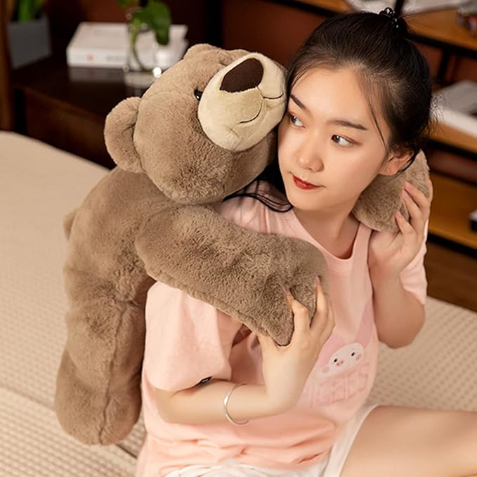 Weighted Stuffed Animals, 3.3 lbs Weighted Bear Stuffed Animal Toy Brown Bear Plush Throw Pillow Gifts for Boys Girls, 19.6 inch