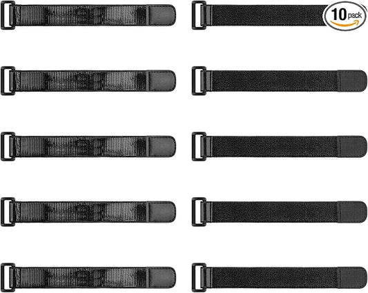 Trilancer Elastic Cinch Straps with Anti-Slip Strips, 9’’ x 1.2’’ (10 Pack) Heavy Duty Multipurpose Hook and Loop Straps for Extension Cords, Cables, Ropes,Hoses, Bike,Pant Garters,Garage and Workshop