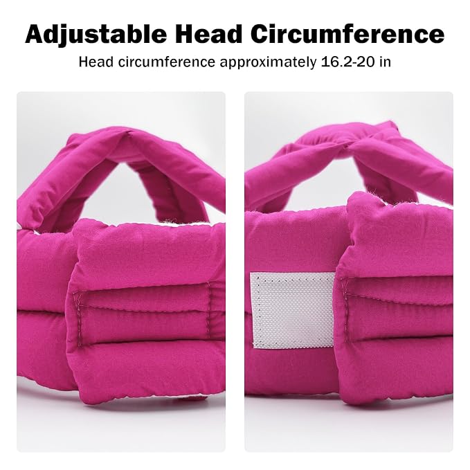 Baby Head Protector Baby Helmet for Crawling Walking, No Bumps Safety Head Adjustable Protective Cap for Walking, Playing (Rose Red)
