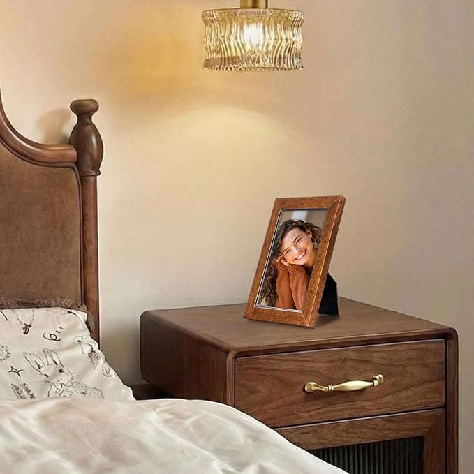 Fixwal 4x6 Picture Frame Set of 5, Vintage Photo Frame, Rustic Retro Picture Frame with Tempered Glass, Decorative Art on Walls and Tabletop Placement