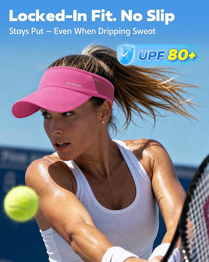 Sport Sun Visor Hat for Women Men - Lightweight Stretchy Polyester Spandex Quick Dry Sweatband Wrinkle Resistant