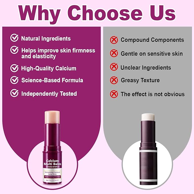 Calcium Multi Balm Stick, Plant-Based Collagen & Peptide Complex Stick, All-in-One Moisturizing Balm for Face, Eyes, Neck, Visibly Reduces Wrinkles, Boosts Hydration, 0.3 Oz