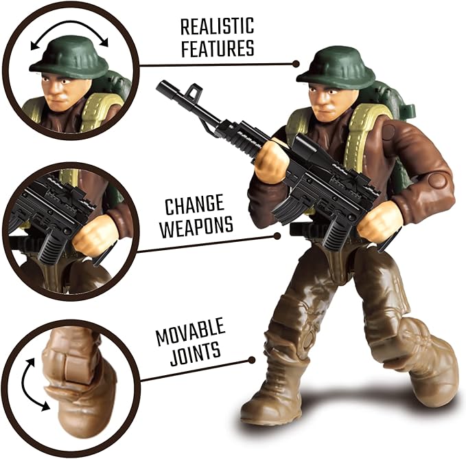 Special Forces Mini Action Figure toy Ages 8-12+ Includes 3 Military Building Sets 6 Soldier Figures Designed as an Educational Gift for Military Enthusiasts. Kids & Parents Quality Family Time 356Pcs
