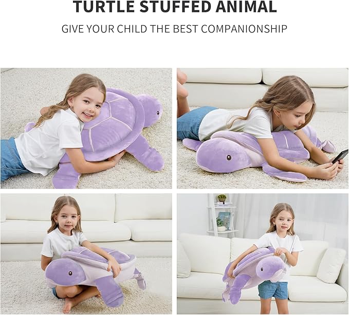 Dalmao 28 inch Big Sea Turtle Tuffed Animals Plush Toys, Large Ocean Turtle Giant Plushies Body Pillow, Gift for Kids Boy Girl Girlfriend, Birthday-Purple