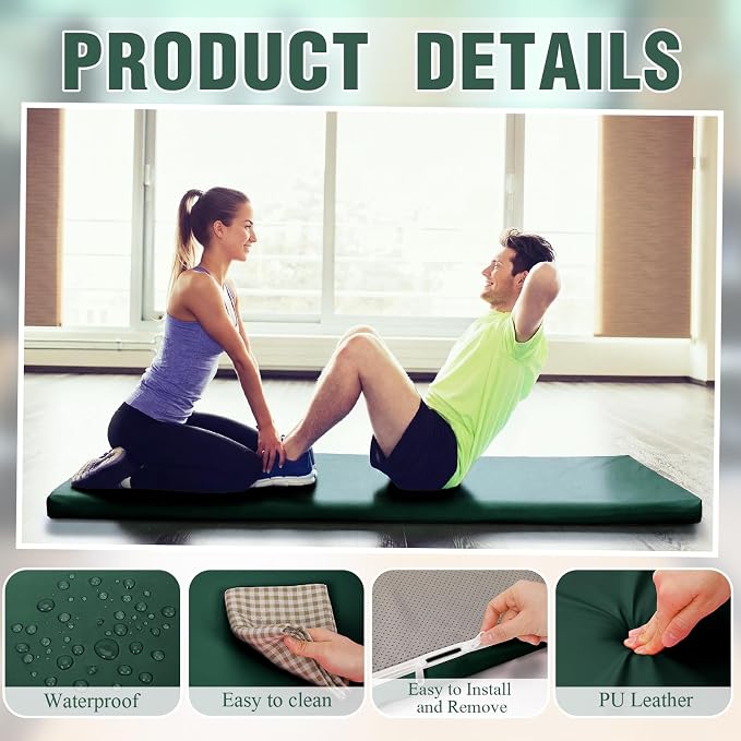 Lyrow 3 Inch Thick Yoga Mat, 72 x 24 Inch Cushioned Foam Floor Mat with Carry Strap, Non Slip PU Leather Workout Pad for Pilates, Stretching, Restorative Yoga and Home Gym