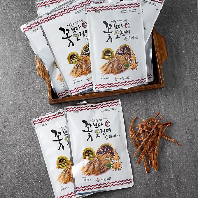 LENITH Korean Sliced and Shredded Flower Dried Squid 15g*6 Packs For Late Night Snack for Camping, Outdoor Activity Good for Anju 오징어