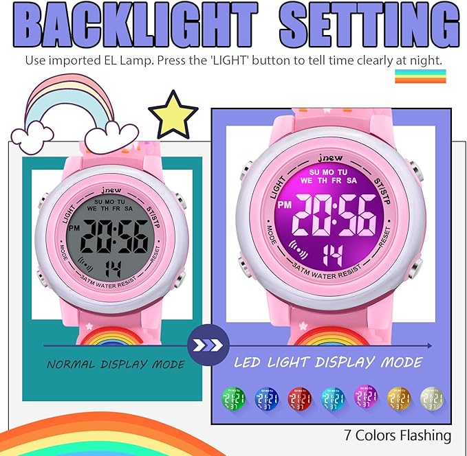 3D Cartoon Waterproof Watches for Girls with Alarm - Best Toys Gifts for Girls Age 3-12