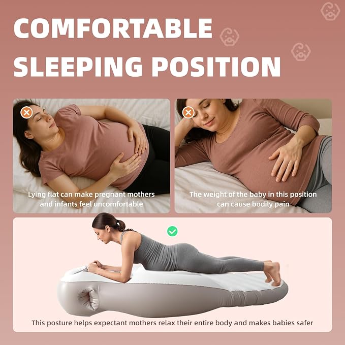 Inflatable Pregnancy Pillow, New Upgraded Belly Mattress Float with Abdominal Hole Full Body Inflatable Bed for Pregnant Women, The Pregnancy Pillow for Sleeping Prone