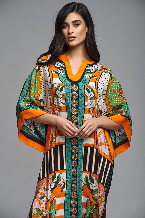 Venasha Womens Caftan Floral Print Kaftan Dress Short Sleeve Swimsuit Cover up Loungewear for Summer