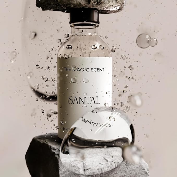 The Magic Scent Santal Fragrance Oil - Diffuser Oil Scent - Cold-Air & Ultrasonic Santal Diffuser Oil - Santal Essential Oil Aroma Diffuser Oils Scents for Home - Sandalwood Oil - 2.4 fl oz, 70 mL