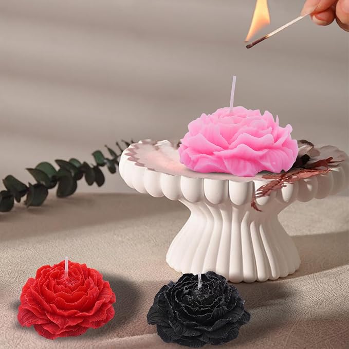 Low Temperature Candles Glitter Peony Flower Scented Candles Aromatherapy Romantic Wax Play Candles Valentines Day, Lovers, Couples 3 PCS