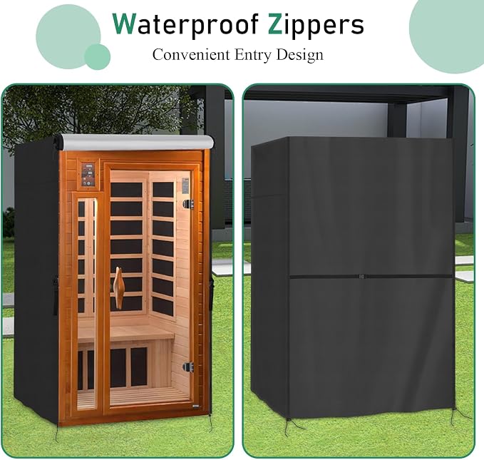 Outdoor 1-Person Sauna Cover, Heavy Duty Waterproof Sauna Cover for Wood Infrared Home Saunas Room,(Black) (38"L x43"W x76"H)