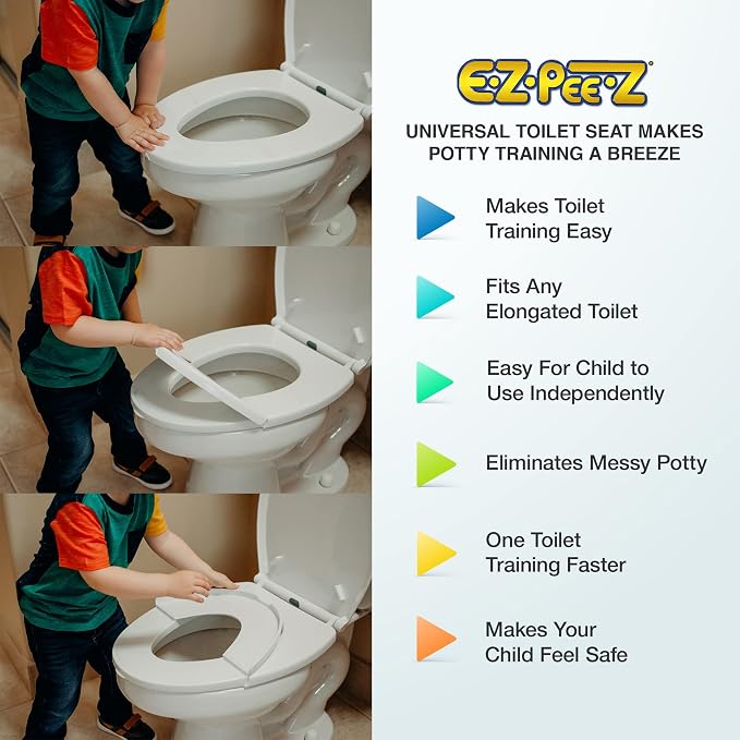 AS SEEN ON SHARK TANK - E-Z-PEE-Z New Design Child Potty Training Toilet Seat/Regular Adult-Size Elongated Toilet Seat Converts To A Child-Size Seat With A Simple Flip Of The Lid