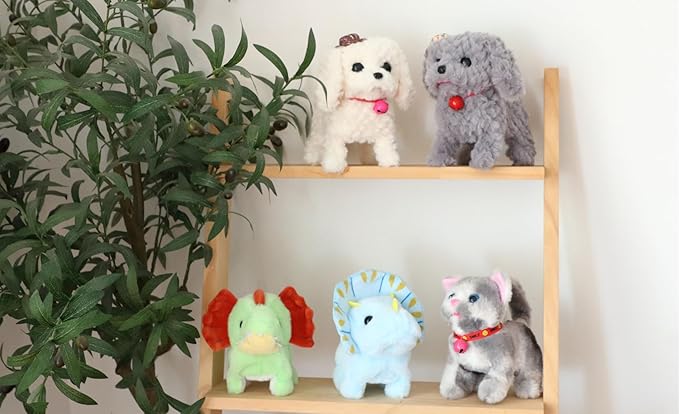 Cuteoy Walking Grey Cat Stuffed Animal Talking Wagging Nodding Educational Plush Kitty Toy Electric Interactive Animated Plushies for Girls Boys Birthday, 7"