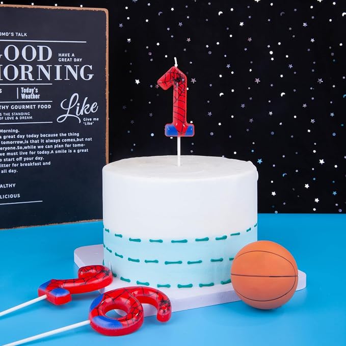 PHD CAKE 2.76 Inch Number 1 Spider Birthday Candles, Spider Cartoon Themed Number Candles, Cake Number Candles, Party Celebration