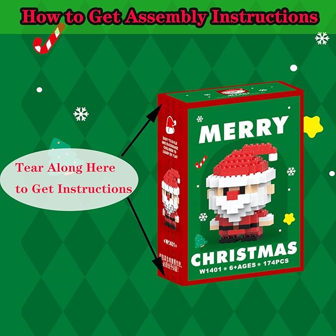 Christmas Building Blocks Compatible for Lego Christmas Santa Micro Blocks Stacking New Toys Holiday Present Box New Year Gifts for Kids Ages 6+ Boys and Girls(Santa)